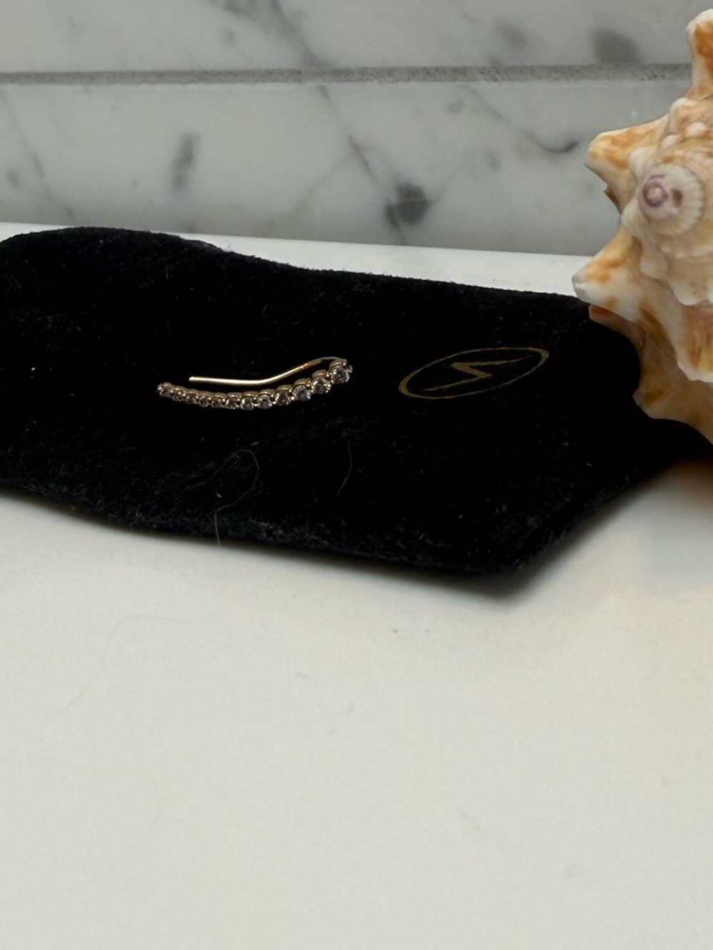 Mejuri (one-right ear) Gold Curved Bar Earring with Subtle Stones - Picture 4 of 10